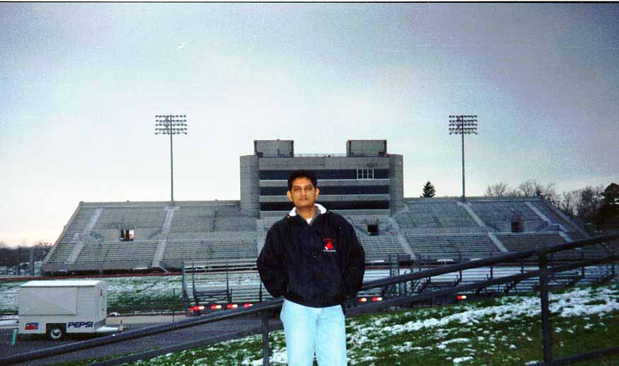 in front of my school's Stadium